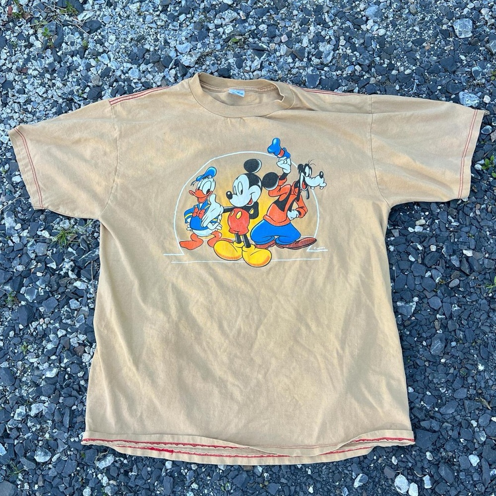 Vintage 90s Disney Mickey Mouse Donald Duck Goofy Velva Sheen T Shirt